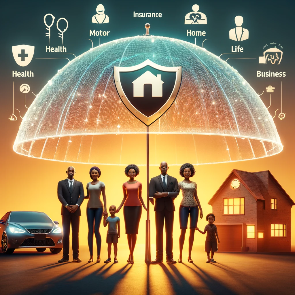 DALL·E 2024-12-31 11.29.43 - A visually appealing image depicting the concept of financial and personal security through insurance for a Nigerian audience. The image features a di